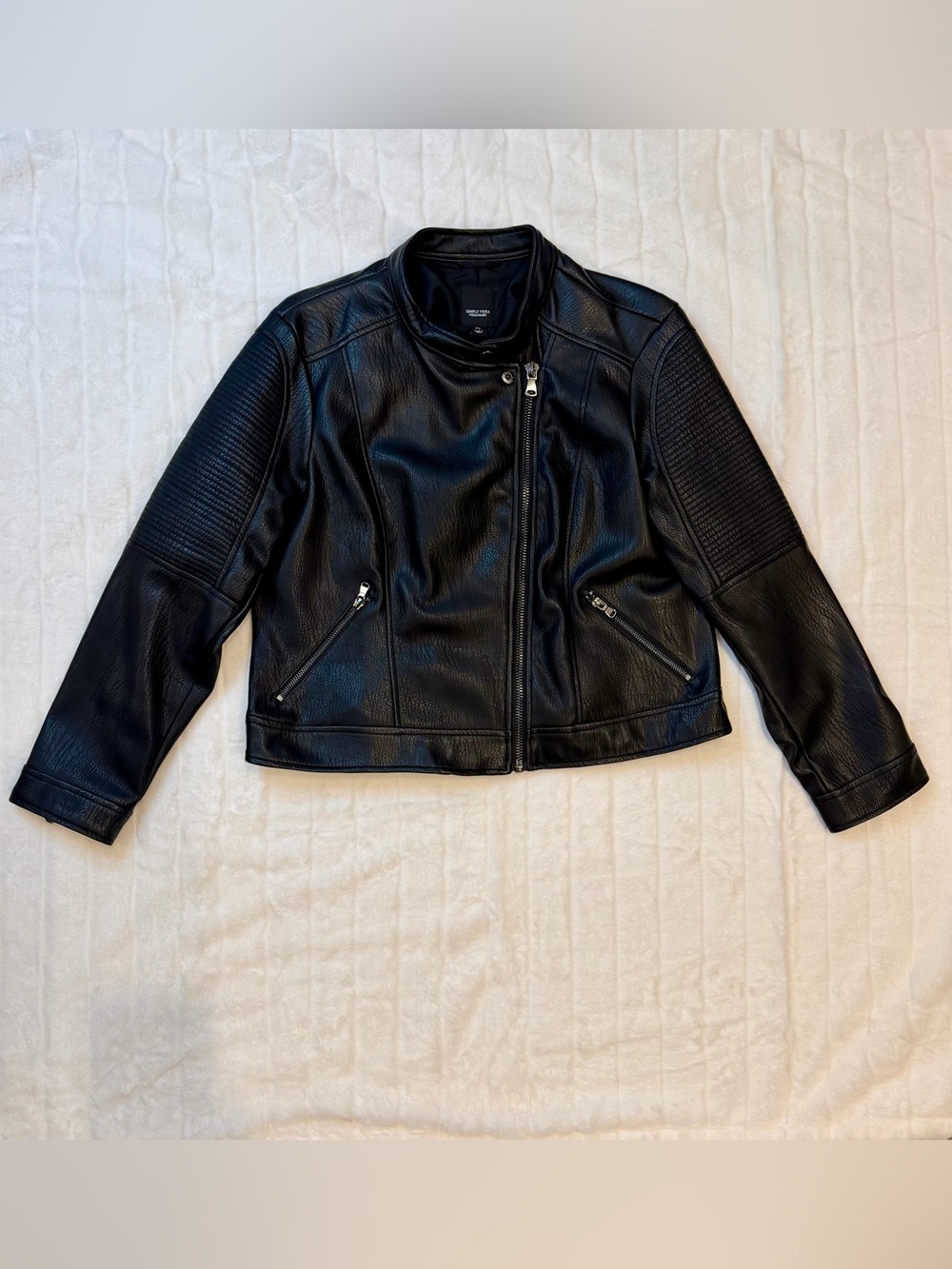 Simply Vera Vera Wang Black Faux Leather Moto Jacket